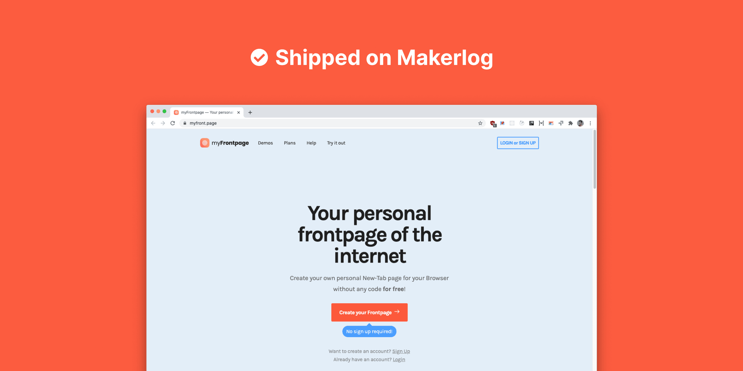 myFrontpage launch — Makerlog interview